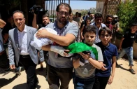 father and brother of sam abu haykal a 7 month old palestinian child who was killed by israeli soldiers carry his body during his funeral in hebron in the israeli occupied west bank june 6 2026 reuters