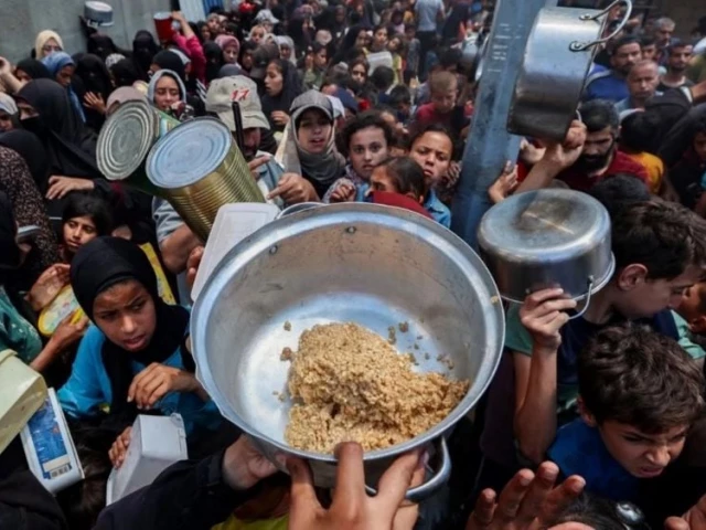 palestinians gather at a food distribution point in nuseirat refugee camp central gaza strip on 21 may 2025 as israel allows a limited amount of aid into the enclave photo reuters palestinians gather at a food distribution point in nuseirat refugee camp central gaza strip on 21 may 2025 as israel allows a limited amount of aid into the enclave photo reuters