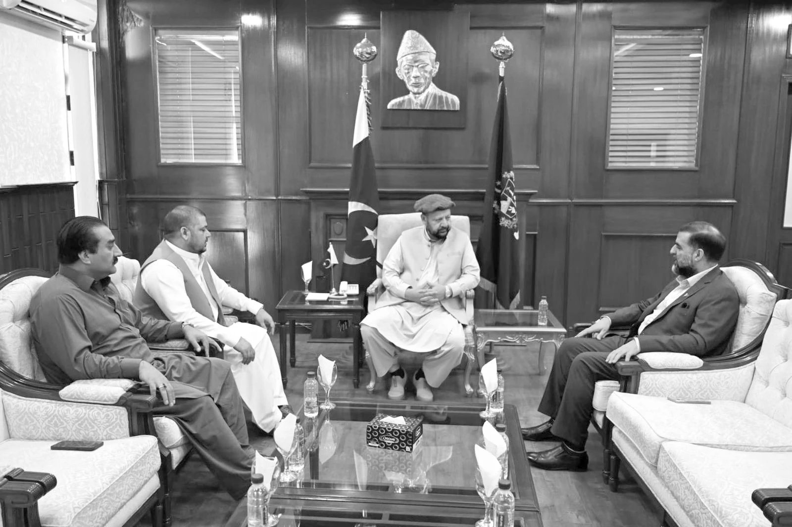 kashmiri leaders raja fahim kayani and altaf ahmed bhat call upon gilgit baltistan gb chief minister haji gulbar khan in the federal capital photo express kashmiri leaders raja fahim kayani and altaf ahmed bhat call upon gilgit baltistan gb chief minister haji gulbar khan in the federal capital photo express