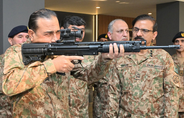 coas gen asim munir witnessing firsthand testing and trials of indigenously designed and manufactured weapons and ammunition during his visit to the pakistan ordnance factories pof in wah on tuesday photo ispr
