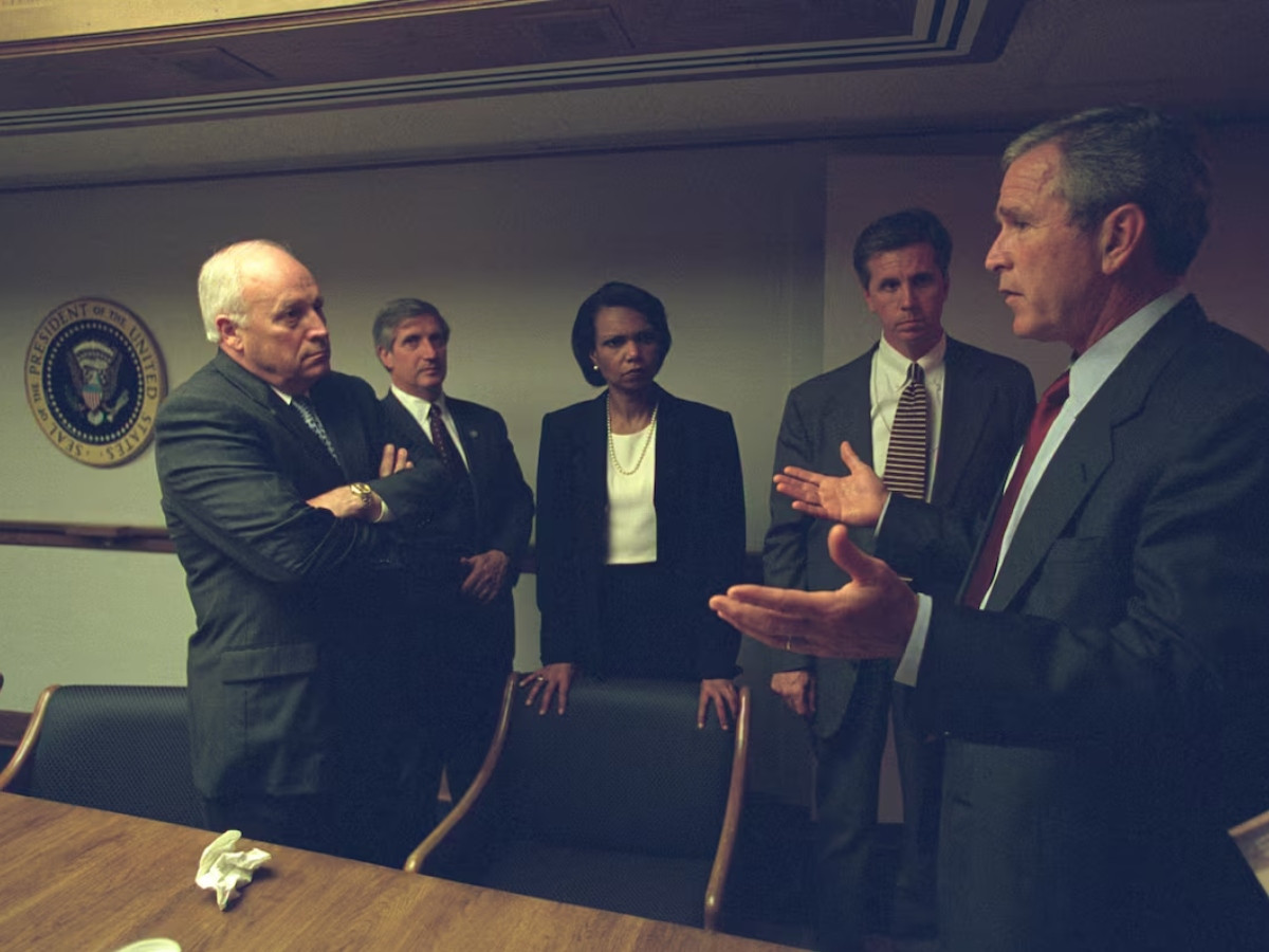 US President George Bush (R) is pictured with Vice President Dick Cheney (L) and senior staff in the President's Emergency Operations Center in Washington in the hours following the September 11, 2001 attacks. Photo: Reuters/ File