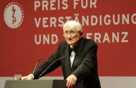 german philosopher professor juergen habermas makes a speech during the awards ceremony for the understanding and tolerance prize at the jewish museum in berlin november 13 2010 photo reuters