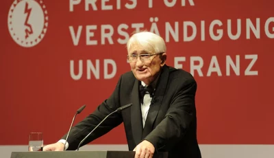 german philosopher professor juergen habermas makes a speech during the awards ceremony for the understanding and tolerance prize at the jewish museum in berlin november 13 2010 photo reuters