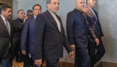 iranian foreign minister abbas araghchi and parliament speaker mohammad bagher ghalibaf in switzerland photo afp