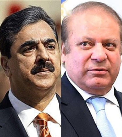 yousaf raza gilani and nawaz sharif photo file