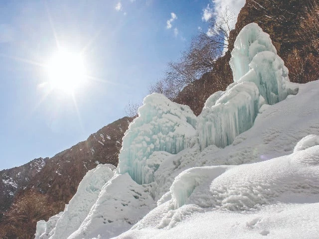 an artificial glacier has been built by local residents during winters to conserve water for the summers at pari village in kharmang district in gilgit baltistan photo afp an artificial glacier has been built by local residents during winters to conserve water for the summers at pari village in kharmang district in gilgit baltistan photo afp