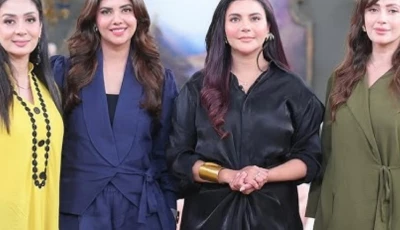 actors sharmeen ali sunita marshall and saima qureshi appeared on nida yasir s morning show to talk about the upbringing of children photo screengrab