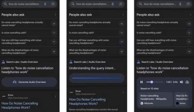 right now audio overviews in search is only available in english in the us photo the verge