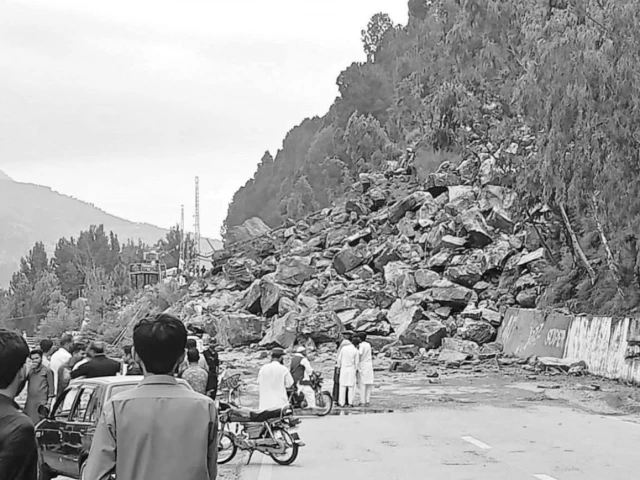 large rocks and rubble block the kaghan road in several places where landslides have wrecked the road following heavy rain on saturday photo express large rocks and rubble block the kaghan road in several places where landslides have wrecked the road following heavy rain on saturday photo express