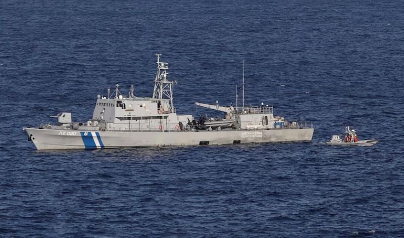 a greek coast guard ship takes part in a search and rescue operation following a shipwreck where at least eight migrants drown off the island of samos greece november 25 2024 photo reuters