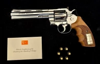 a gun gifted by turkish president recep tayyip erdogan to lithuanian president gitanas nauseda at nato summit in ankara picture taken in vilnius lithuania lithuanian president s office handout via reuters a gun gifted by turkish president recep tayyip erdogan to lithuanian president gitanas nauseda at nato summit in ankara picture taken in vilnius lithuania lithuanian president s office handout via reuters