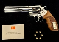 a gun gifted by turkish president recep tayyip erdogan to lithuanian president gitanas nauseda at nato summit in ankara picture taken in vilnius lithuania lithuanian president s office handout via reuters a gun gifted by turkish president recep tayyip erdogan to lithuanian president gitanas nauseda at nato summit in ankara picture taken in vilnius lithuania lithuanian president s office handout via reuters