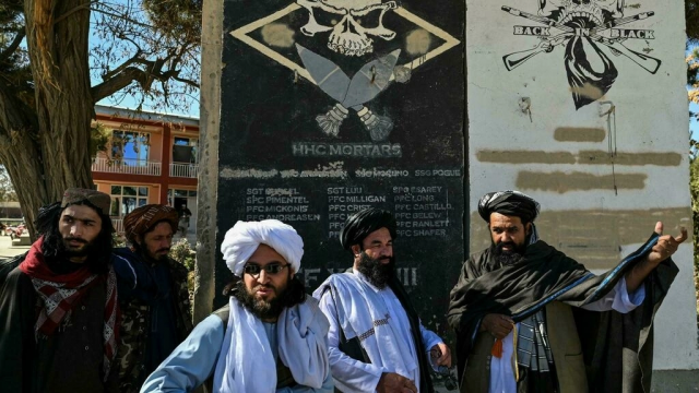 the taliban have put a wall from a former us military base on public display as part of a propaganda push afp the taliban have put a wall from a former us military base on public display as part of a propaganda push afp