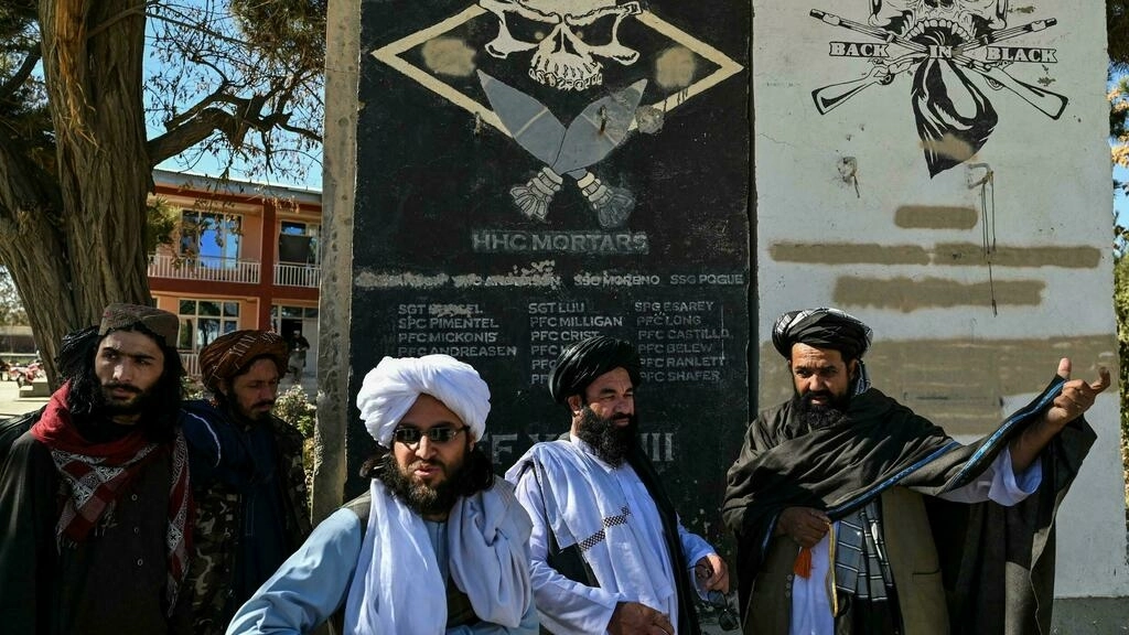 the taliban have put a wall from a former us military base on public display as part of a propaganda push afp