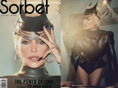 yolanda hadid makes a comeback to modeling with an 80s inspired photoshoot
