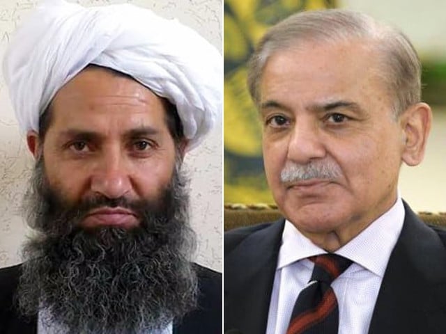 taliban supreme leader haibatullah akhundzada l and prime minister of pakistan shehbaz sharif r photo file