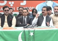 pti sindh president haleem adil sheikh and central secretary general salman akram raja address a press conference in karachi on thursday screengrab