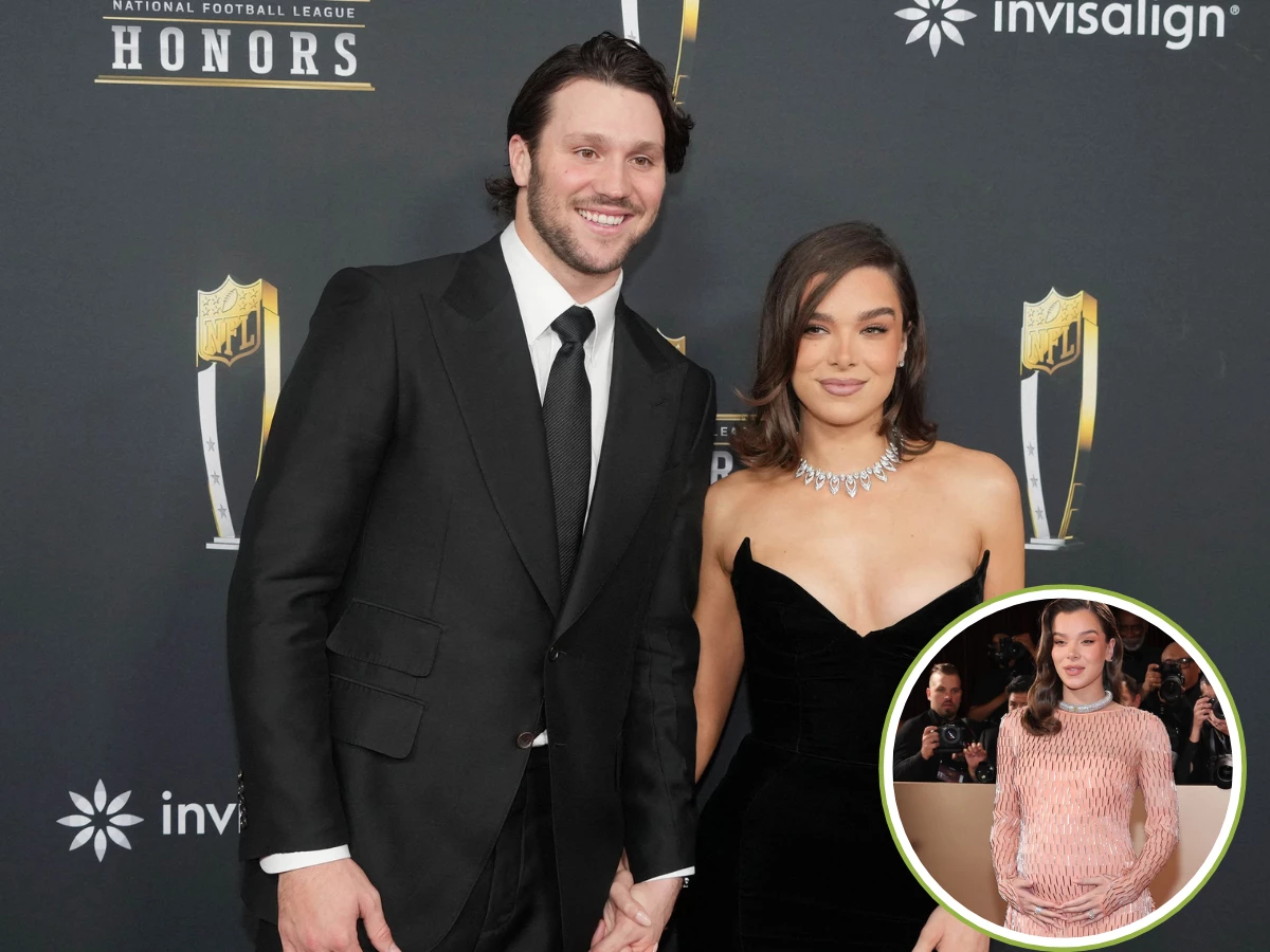 hailee steinfeld debuts baby bump at golden globes as josh allen misses event