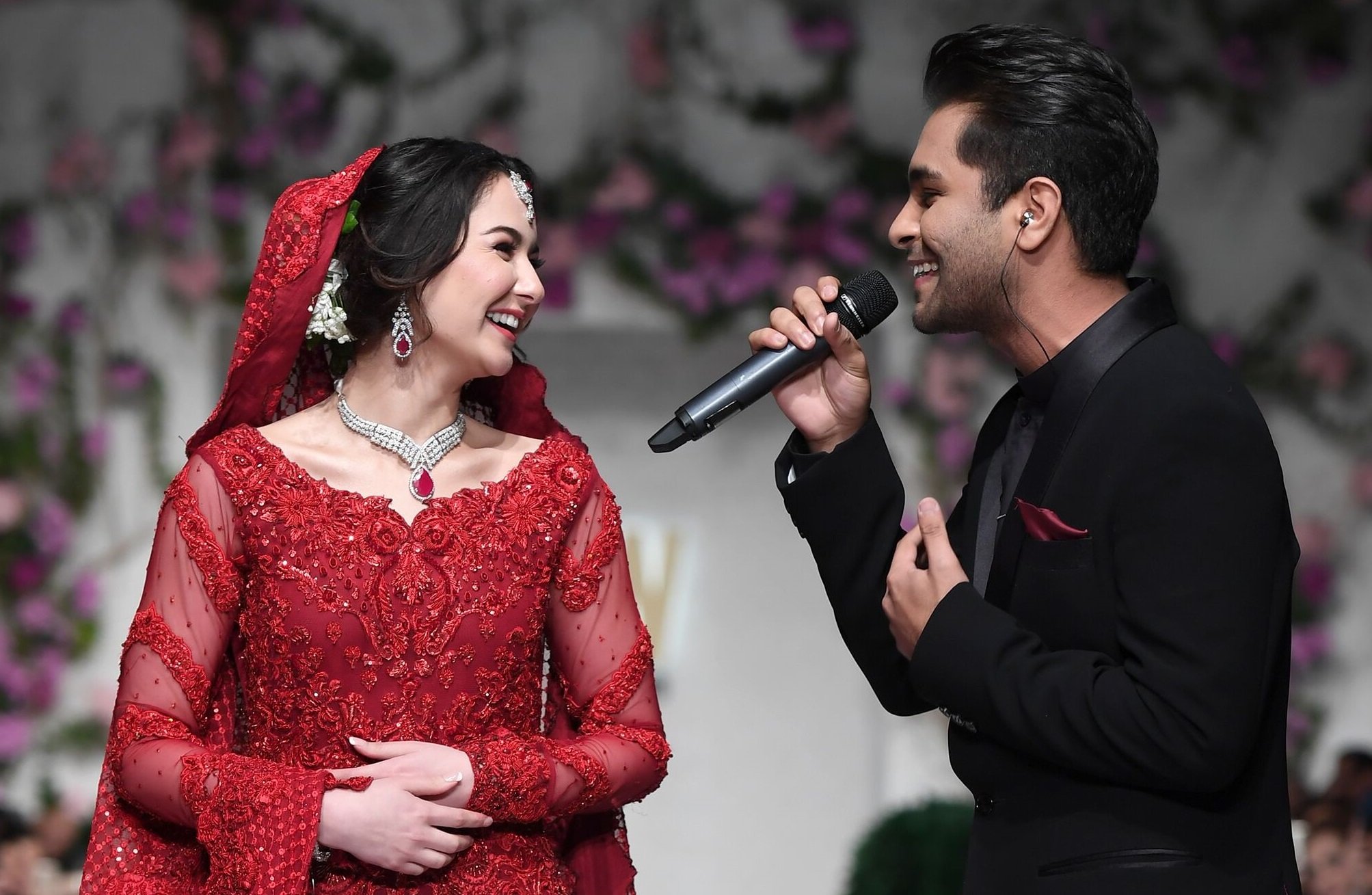 hania aamir and asim azhar as they walk the ramp photo asim azhar instagram