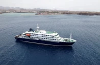 a drone view of the cruise ship mv hondius carrying passengers suspected of having cases of hantavirus on board as it prepares to leave praia cape verde may 6 2026 photo reuters