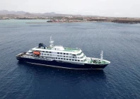 a drone view of the cruise ship mv hondius carrying passengers suspected of having cases of hantavirus on board as it prepares to leave praia cape verde may 6 2026 photo reuters