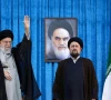 ayatollah ruhollah khomeini s grandson hassan khomeini stands next to iran s supreme leader ayatollah ali khamenei during the 36th anniversary of the death of the leader of iran s 1979 islamic revolution ayatollah ruhollah khomeini at khomeini s shrine in southern tehran iran june 4 2025 file photo office of the iranian supreme leader reuters