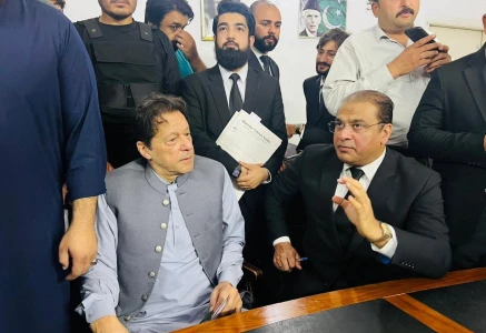 a file photo of pti founder imran khan and advocate salman safdar pti usa official