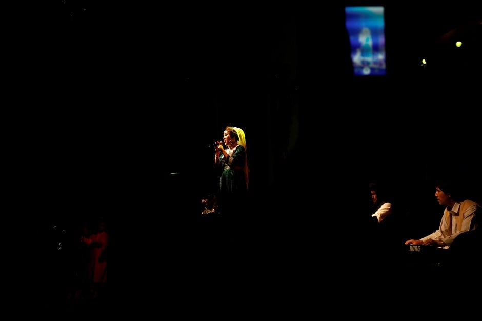 Singer Zahra Elham, performs Hazargi songs during the Hazara Culture Day PHOTO: Reuters