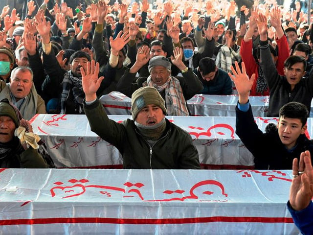 thousands of hazaras had been protesting while sitting along with the coffins of their loved ones in quetta photo file
