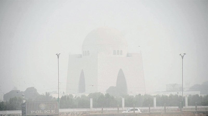 mazar i quaid is enveloped in haze as smog like conditions prevailed in the city photo online file