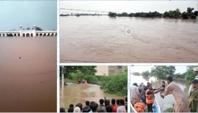 clockwise floodwaters submerge the kartarpur corridor vast tracts of gujranwala inundated by the chenab rescue teams at work in rain hit sialkot and a baby handed over to rescuers during evacuation in submerged narowal photos agencies