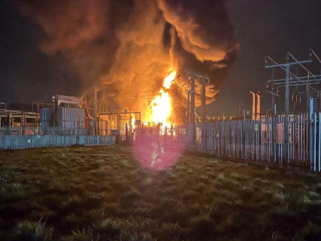 the fire at a nearby electrical substation photo reuters the fire at a nearby electrical substation photo reuters