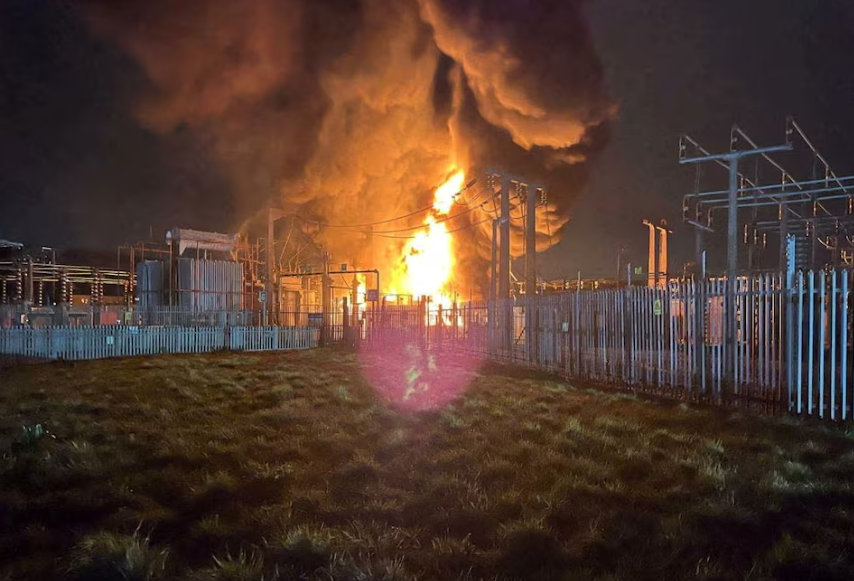 the fire at a nearby electrical substation photo reuters