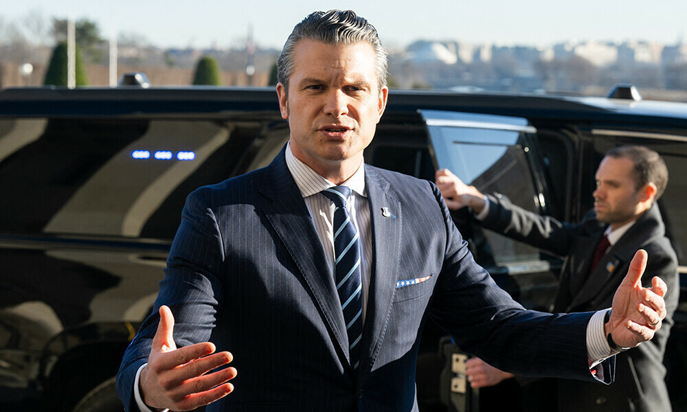 us secretary of defense pete hegseth speaks with the media during his first official arrival at the pentagon as secretary in washington dc january 27 2025 photo afp