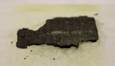 fragment of herculaneum scroll is fixed in place at a diamond light source experimental station after it was scanned using bright x rays in didcot britain september 30 2019 photo file reuters
