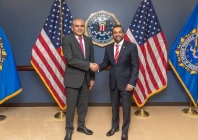 mohsin naqvi and kash patel shake hands at fbi headquarters in washington