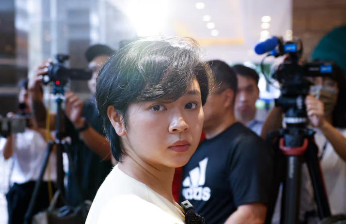 selina cheng the newly elected chairperson of the hong kong journalists association speaks to media after her employment contract with the wall street journal was terminated in hong kong china july 17 2024 photo reuters