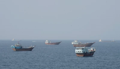 choked artery vessels near the strait of hormuz as seen from musandam oman reuters