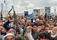 supporters rally to celebrate advances by houthi forces along the red sea coastline in sanaa yemen september 18 2026 photo reuters