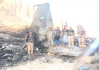 an image of the wreckage of the saudi f 15 fighter jet shot down by houthis on wednesday fars news agency