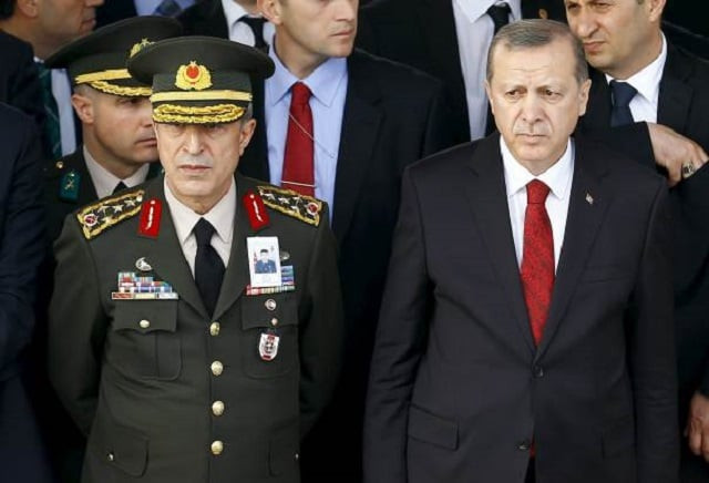 turkish president tayyip erdogan r and chief of staff general hulusi akar photo reuters file turkish president tayyip erdogan r and chief of staff general hulusi akar photo reuters file
