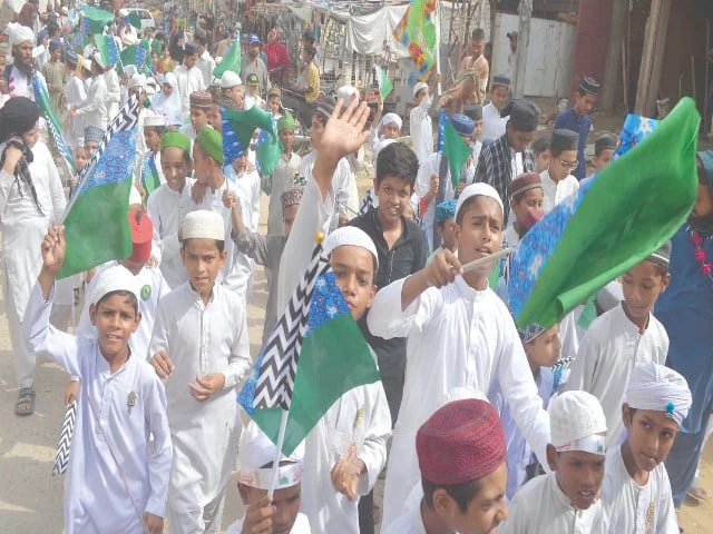 children take out a rally to celebrate jashn e eid milad un nabi pbuh in anticipation of 12th rabiul awwal photo inp children take out a rally to celebrate jashn e eid milad un nabi pbuh in anticipation of 12th rabiul awwal photo inp