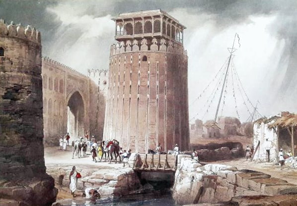 An illustration titled 'The Round Tower - Fort Hyderabad'. PHOTO: COURTESY SINDH CULTURE DEPARTMENT