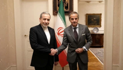 iranian foreign minister abbas araqchi meets with international atomic energy agency iaea director general rafael grossi in geneva switzerland february 16 2026 photo reuters via iranian fm office