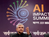 ashwini vaishnaw minister for railways information broadcasting and electronics and information technology gestures as he speaks during a press conference at bharat mandapam one of the venues for ai impact summit in new delhi india february 17 2026 photo reuters