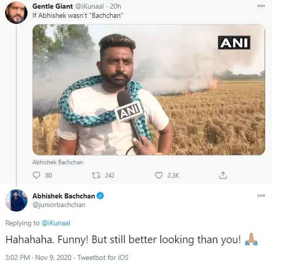 Abhishek Bachchan claps back at troll comparing him to a farmer