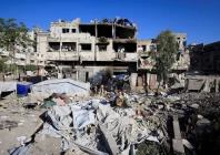 palestinians inspect the damage at the site of an israeli strike on wednesday in gaza city may 28 2026 reuters