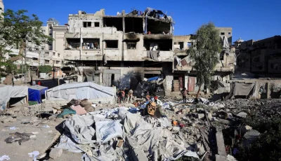 palestinians inspect the damage at the site of an israeli strike on wednesday in gaza city may 28 2026 reuters