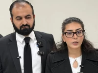 imaan mazari r with her husband hadi ali chattha l during a court hearing in islamabad on december 5 2025 photo afp