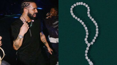drake adorns necklace with 42 engagement rings for all the times he thought of proposing